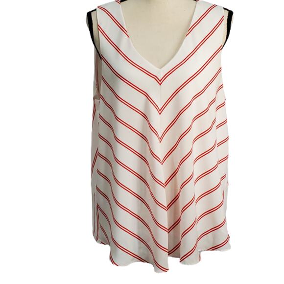 Cynthia Rowley Red Stripe Chevron Lined Tank Tunic Flowy Career XL - Picture 1 of 8